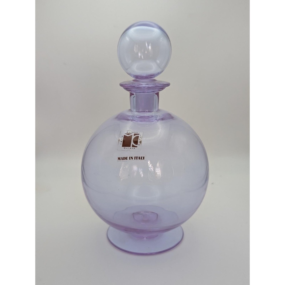 Carlo Moretti Murano Glass Decanter Purple Orb Stopper Made in Italy Vintage - Picture 6 of 16